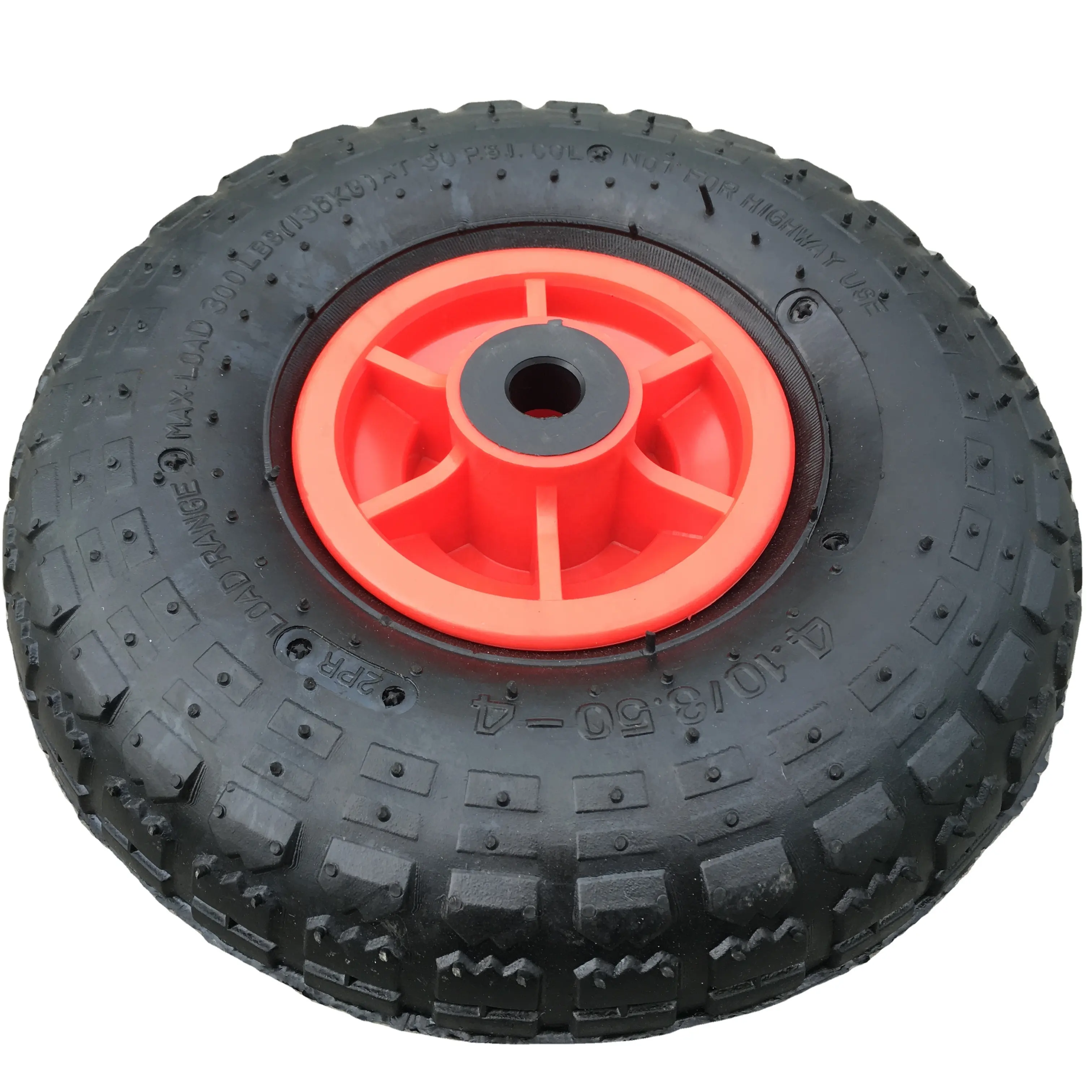 3.50-4 roda de borracha pneumática com cubo offset de aro plástico