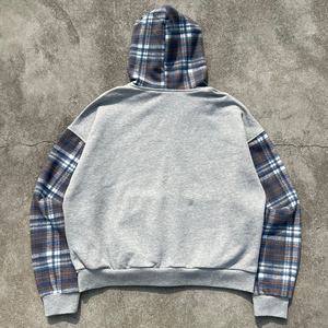 Hoodie Streetwear en Coton à Carreaux 480 g/m² avec Épaules Tombantes, Coupe Courte, Fermeture Éclair, Poids Lourd, Broderie, pour Hommes - Product Image 2