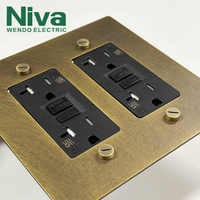 Prise murale GFCI Niva US 20A 120V avec interrupteur différentiel, panneau en laiton massif, idéale pour villas de luxe et hôtels