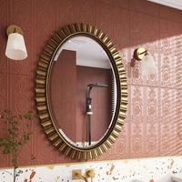 Miroir de salle de bain vintage anti-buée de style français, miroir intelligent LED en bois en forme d'alien, garantie 3 ans, pour lavabo mural