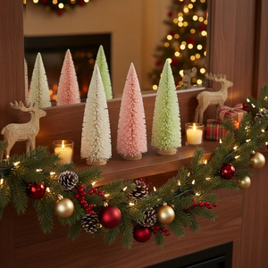 SANWEI Mini Christmas <strong>Trees</strong> Winter Ornaments Tabletop Small <strong>Xmas</strong> <strong>Tree</strong> Mini Bottle Brush <strong>Tree</strong> With Wood Base for Home Decoration - Product Image 5