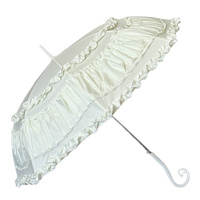 Parapluie de mariée droit 21IN*8K SPA50+ en dentelle beige, tissu pongee 190T en nylon, manche long, diamètre ouvert 100cm, pour mariage