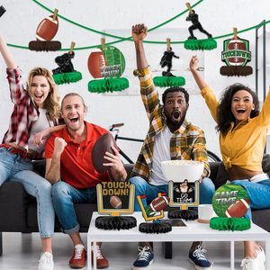 Nouveaux ornements en nid d'abeille sur le thème du football américain, décoration de fête sportive américaine, vaisselle pour fournitures de fête - Product Image 3
