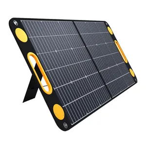 Togo Power 60W Solar Panel Sebagai Generator Surya Portabel, Output Solar Lipat Portabel Pengisi Daya Baterai untuk Berkemah Luar Ruangan RV