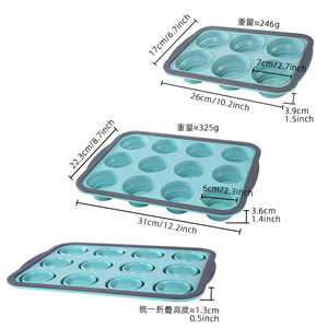 Silicone Cake Mold 6 And 12 Cavity <b>Baking</b> Pan For Muffins Cupcakes <b>Oven</b> Safe Rectangle Shape With Metal Frame - Product Image 3