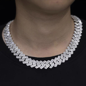 สร้อยคอแฟชั่นแบบ Cuban Link ชุบทอง 18K เงินแท้ 925 ประดับเพชร Moissanite เกรด VVS รับรองโดย GRA สไตล์ฮิปฮอป ทรงบาแกตต์ - Product Image 5