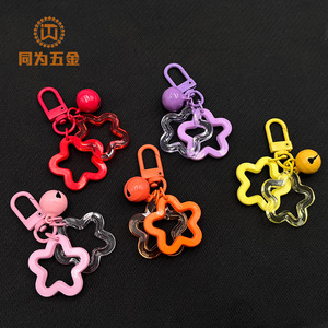 Custom Candy Colored Acrylic <b>Star</b> Bell Keychain With Zinc Alloy <b>Clip</b> For Backpack Handbag Accessory Pendant - Product Image 3