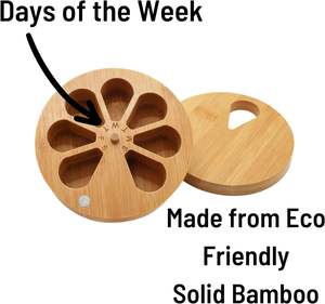 Оптовая продажа, органайзер для лекарств из бамбука, деревянный ежедневный Еженедельный органайзер для таблеток и держатель для таблеток, коробка для таблеток с витаминами - Product Image 4