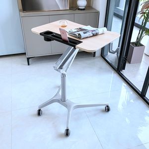 แท่นวางแล็ปท็อปปรับความสูงได้แบบแมนนวลพกพาทำจากอลูมิเนียมพร้อมรถเข็นแบบหมุนได้ - Product Image 3