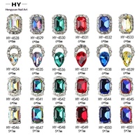 Paso Sico Nouveau style élégant Yiwu Décorations pour ongles en alliage plaqué argent avec diamants et pierres précieuses en verre rectangulaires en forme de goutte d'eau