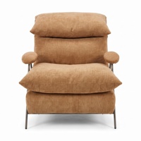 Fauteuil d'appoint moderne en tissu, fauteuil simple de luxe design, fauteuil rembourré pour salon avec pieds en métal