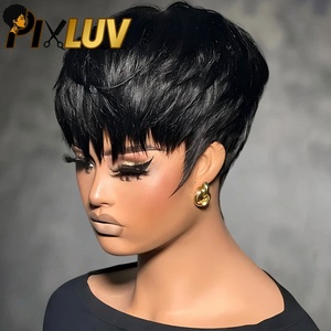 Parrucca Corta Senza Colla in Capelli Umani Vergini HD Grado 12A/15A, Capelli Brasiliani Indiani Grezzi All'Ingrosso per Donne Nere - Product Image 1