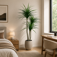Arbre artificiel Dracaena 1,8 m en PE, plante artificielle Dragon à triple tronc, pot noir, réglable, résistant aux UV, écologique, pour intérieur
