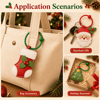 Llavero de cuero acolchado al por mayor, adorno colgante de cuero navideño, forma y color personalizados, embalaje para pedidos al por mayor B2B