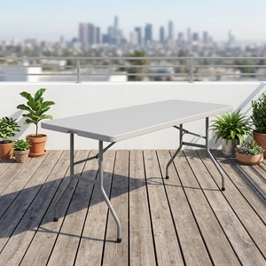 Tavolo in Plastica Solida Impermeabile da 6 Piedi, Gambe Fisse, Impilabile Ideale <span class=keywords><strong>per</strong></span> l'esposizione di merci, buffet, <span class=keywords><strong>mercatini</strong></span> e raduni. - Product Image 5