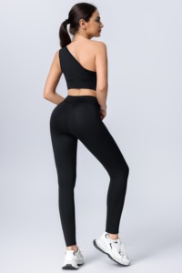 Completo Sportivo Monospalla Asimmetrico: Reggiseno e Leggings a Vita Alta, Design Senza Cuciture con Cut-Out, Tessuto Elasticizzato in Quattro Direzioni per Yoga - Product Image 6
