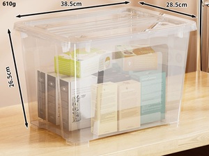 BARGAIN FACTORY 3-Piece <strong>Clear</strong> Plastic Storage <strong>Containers</strong> Lids Clips 43L Capacity Integrated Handles BPA Free English Design - Product Image 6