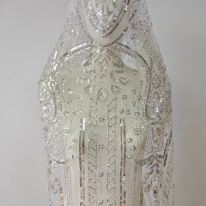 Tela de Malla con Lentejuelas y Bordado de Plumas, Diseño Elegante MQ, para Vestidos de Novia, Resistente a las Manchas - Product Image 5
