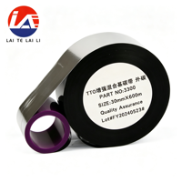 Cinta de Transferencia Térmica de Alta Velocidad LTLL de 30 mm x 600 m, Compatible con Impresoras de Códigos de Barras, Cinta de Resina Reforzada con Cera para Fecha de Caducidad de Alimentos