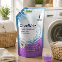 Pochette à bec verseur personnalisée avec logo imprimé pour lessive liquide 1,5 L – Sachet souple à bec verseur pour emballage d'assouplissant