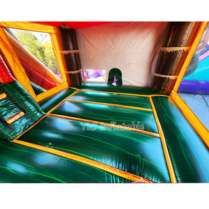 Château gonflable commercial d'extérieur avec toboggan aquatique, thème dinosaure, <span class=keywords><strong>cabane</strong></span> en rondins, pour fêtes - Product Image 5