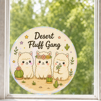 Autocollants personnalisés imperméables en PVC vinyle, autocollants décoratifs électrostatiques pour fenêtre, imprimés UV, motif alpaga et cactus kawaii