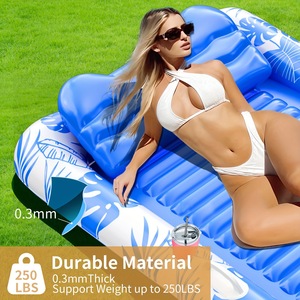 Lan Hua <b>Inflatable</b> <b>Floating</b> Raft 210x120cm Blue With Removable Headrest And Drink Holder For Pool Lounge - Product Image 3