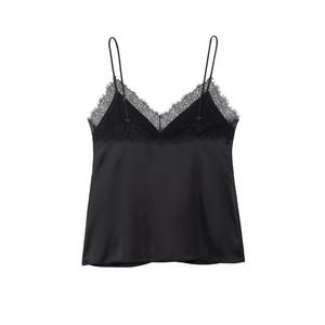 Blusa Elegante Zevity 2026 para Mujer, Sexy, con Tirantes Finos, Color Sólido, Satén, con Detalles de Encaje, Camiseta Tipo Blusa - Product Image 4