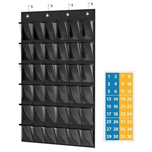 Organizador Colgante Plegable de Tela No Tejida con 36 Bolsillos Transparentes para Teléfonos y Calculadoras, Herramienta de Gestión para Aulas, Escuelas y Oficinas - Product Image 1