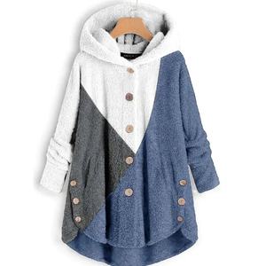 Nuevo Producto de Moda, Ropa Femenina, Chaqueta con Capucha y Botones Estilo Europeo y Americano, Corte Irregular - Product Image 2
