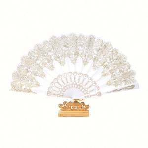 Venta al por mayor 2025 Abanico plegable estilo español de mano con polvo dorado y moneda de plástico para bodas, fiestas, danza, arte, manualidades y regalos - Product Image 1