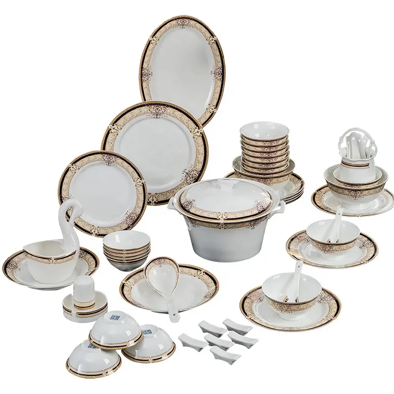 Набор фарфоровой посуды, набор из фарфоровой костяной керамики, для украшения свадебной вечеринки