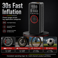 22/25 Cylinder Metal Core Wireless Tire Inflator Portable Double Pump Smart Digital Electric Air Compressor Auto Stop Tyre Pump