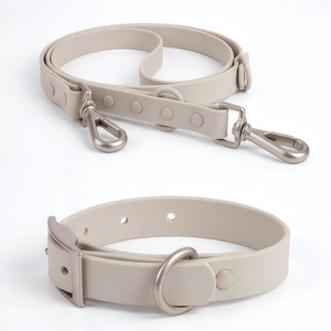 Ensemble laisse et <span class=keywords><strong>collier</strong></span> pour <span class=keywords><strong>chien</strong></span> en PVC personnalisé, couleur unie, logo privé, nom, lettre, confortable - Product Image 2