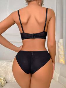 Conjunto de Lencería de Encaje de Nailon Color Granate, Conjunto de Brasier y Bragas Blanco Sexy, Conjunto de Brasier y Bragas con <span class=keywords><strong>Push</strong></span>-<span class=keywords><strong>Up</strong></span> - Product Image 4