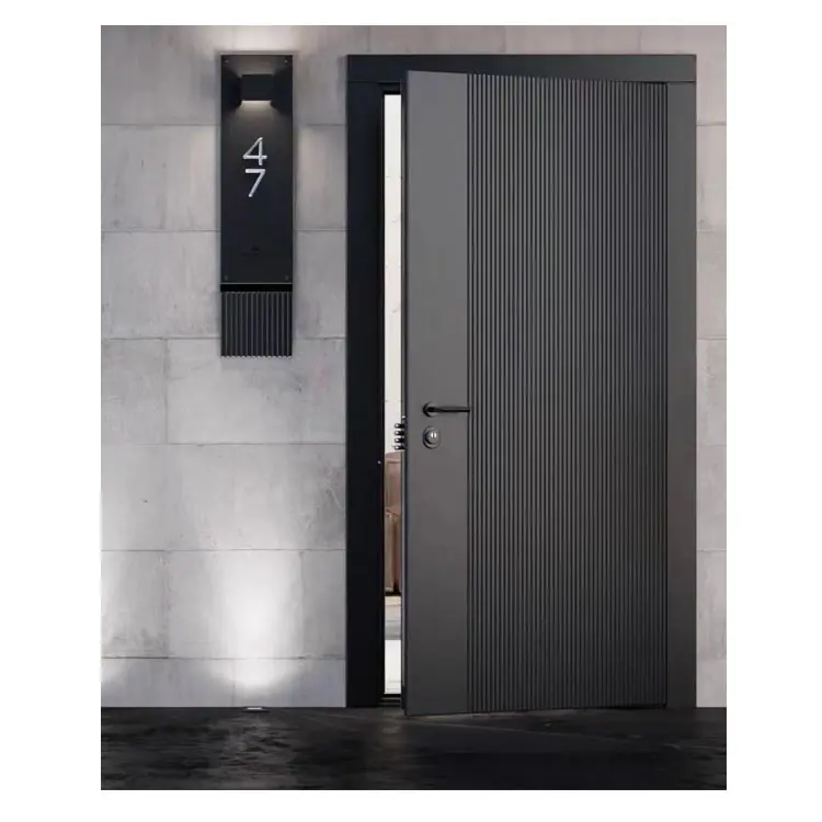 Porte d'entrée de villa moderne haut de gamme en fonte d'aluminium personnalisée antivol et inoxydable à bas prix