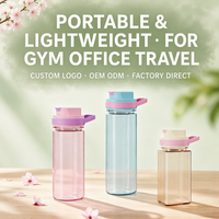 Bouteille d'eau en plastique personnalisable avec logo, anti-fuite, sans BPA, 550 ml (18 oz) avec paille pour camping, gym, bureau