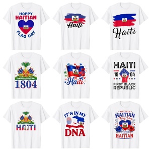 Spedizione Gratuita T-Shirt Souvenir Caraibico con Bandiera Haitiana, T-Shirt Orgoglio Haitiano con Impronta Digitale '<span class=keywords><strong>È</strong></span> nel mio DNA' - Product Image 1
