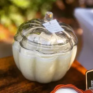 Pot de bougie de citrouille en verre récipient navire envases para velas bougie en forme de citrouille bocaux de bougie de citrouille bocaux de bougie de citrouille