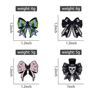 دبابيس جمجمة خفاش بعقدة فيونكة للهيكل العظمي للعنكبوت بروش المينا هدية مجوهرات للهدايا المرعبة للأصدقاء - Product Image 6