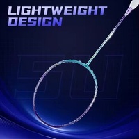 Raquette de badminton professionnelle 5U entièrement en fibre de carbone, cordage hautement élastique et flexible, manche légèrement souple
