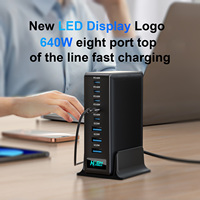 Adaptor Pengisi Daya USB C 640W Multi-port, Travel Adapter, Stasiun Pengisi Daya Desktop Pintar, Pengisi Daya Gan Tipe C dengan Layar