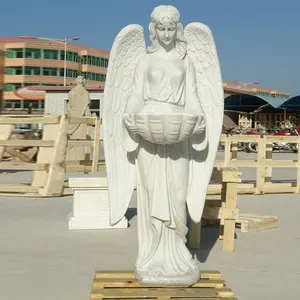 Cemetery Memorial Stone Angel Headstone Life Size Kneeling Praying Angel White Marble Statue