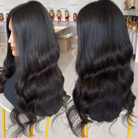 Perruque sans colle en cheveux humains bruts, mélange synthétique, ondulée, blonde, 360 HD Full Lace, pour femmes européennes