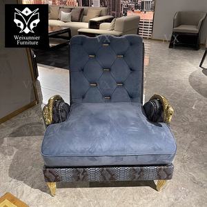 क्लासिक डिजाइनर लक्जरी लाउंज ने सोने के सांप आकार आर्मरेस्ट के साथ आधुनिक अवकाश आलसी आदमी सोफे की अध्यक्षता की - Product Image 6