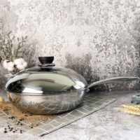 Wok en acier inoxydable, de 34cm/13.3 ", 3 couches, cuisson en forme de nid d'abeille, ustensiles de cuisine antiadhésifs