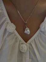 Chaîne à maillons en alliage de cuivre plaqué or de style punk 12-13mm collier pendentif à breloque en perles baroques naturelles