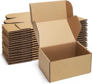 Kustom dicetak kertas kraft coklat daur ulang kotak pengiriman kecil bergelombang untuk kemasan bisnis kecil