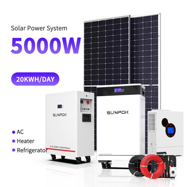 Hybrid Solar Power System 5kw 10kw on off Grid Home Solar Panel Kit Roof Mounting Hybrid Inverter Lithium Ion Battery Lighting
