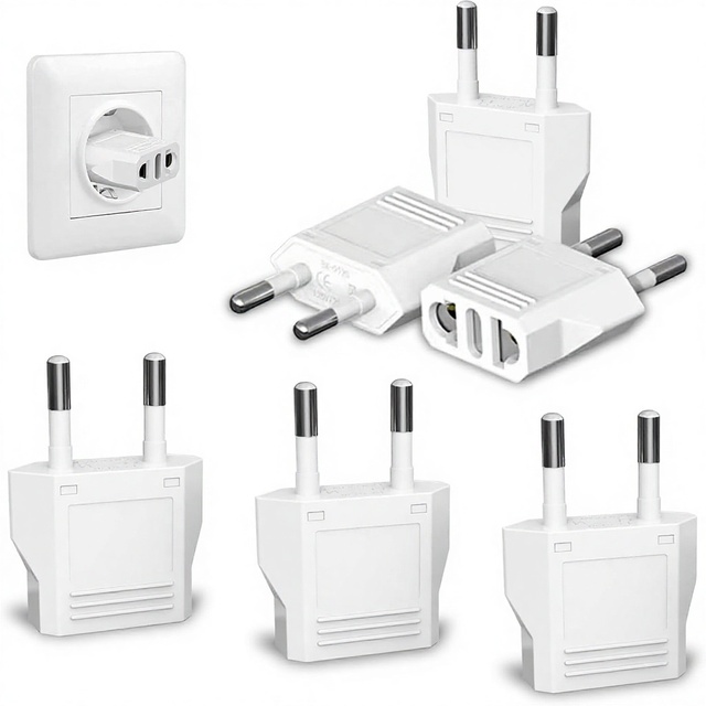 Universal US to Europe Travel Plug Adapter Type C Fire-retardant PC/ABS + Pure Copper 10A/2500W Max Capacity
